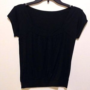 Black top with square neckline